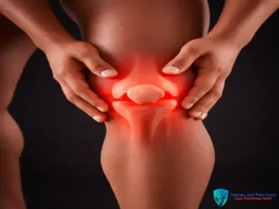 Knee joint pain with red highlighted inflammation indicating chronic knee pain